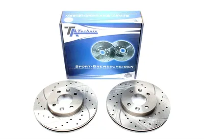 Sport brake disc set front axle perforated + slotted + internally ventilated Renault