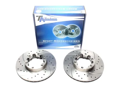 Sport brake disc set front axle perforated + slotted + internally ventilated Nissan