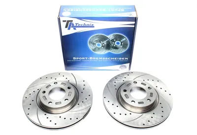 Sport brake disc set front axle perforated + slotted + internally ventilated Mazda