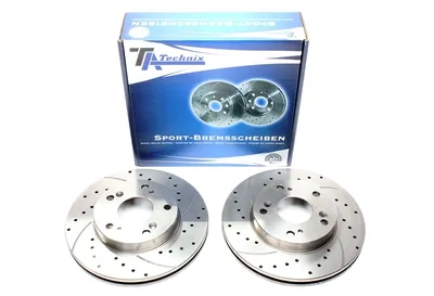 Sport brake disc set front axle perforated + slotted + internally ventilated Honda