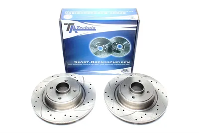 Sport brake disc set rear axle, perforated + slotted Renault