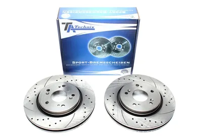 Sport brake disc set front axle perforated + slotted + internally ventilated Honda