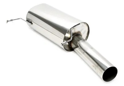 Rear silencer 1x90mm round/sharp stainless steel VW