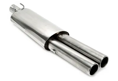 Rear silencer 2x76mm round/flanged stainless steel VW