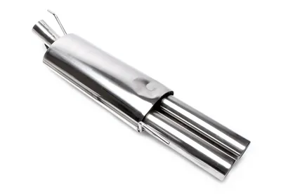 Rear silencer 2x76mm round/flanged stainless steel VW