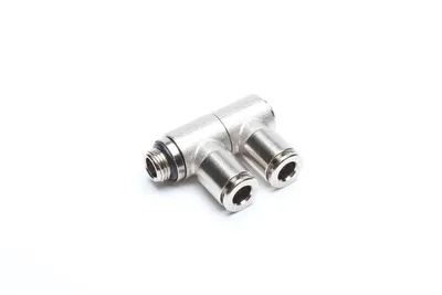 Double angle push fitting 2 x 6mm with 1/8" male