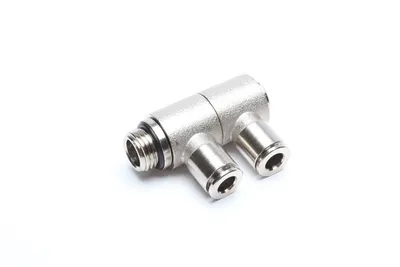 Double angle push fitting 2 x 6mm with 1/4" male