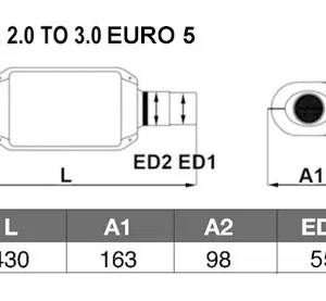 CATALYSEUR Universal EURO 5, 2.0 > 3.0