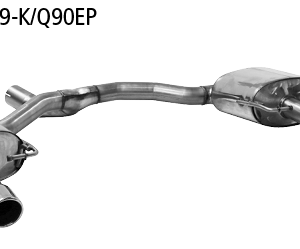 Silencieux arrière avec double sortie LH+RH 2x Ø 90 mm, avec lèvre, coupe 20°, pour soupape d’échappement standard