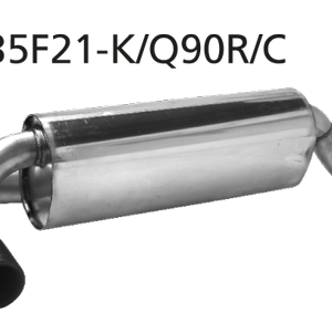 Silencieux arrière avec sortie d’échappement simple, 1x Ø 90 mm LH+RH, carbone, avec trappe d’échappement 376