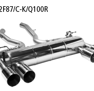 Silencieux arrière LH+RH avec double sortie d’échappement 2x Ø 100 mm (look RACE), pour trappe d’échappement standard