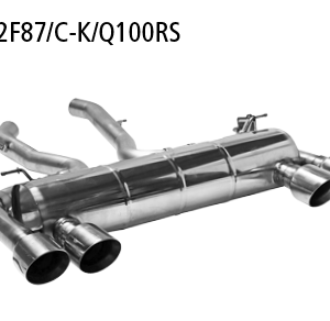 Silencieux arrière LH+RH avec double sortie d’échappement 2x Ø 100 mm (look RACE), coupé à un angle de 30°, pour trappe d’échappement standard
