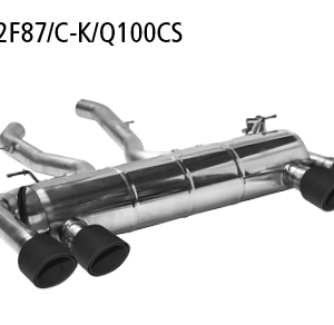Silencieux arrière LH+RH avec double pot d’échappement en carbone 2x Ø 100 mm (design RACE), coupe oblique 30°, pour soupape d’échappement standard
