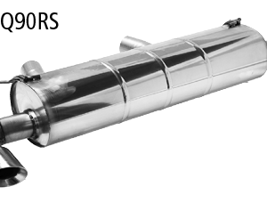 Silencieux arrière à double sortie 2x Ø 90 mm LH+RH (en look RACE), coupé à un angle de 30°, pour trappe d’échappement standard