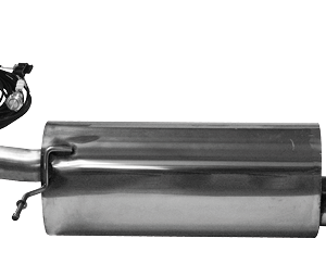 Silencieux arrière avec sortie d’échappement simple droite, 1 x Ø 90 mm, incliné 20°, avec lèvre, avec clapet d’échappement