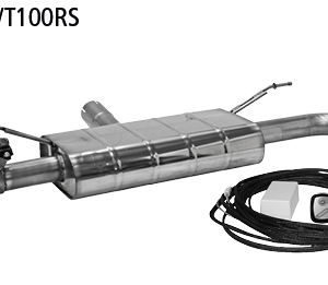 Silencieux arrière avec pot d’échappement simple 1x Ø?100?mm LH+RH (design RACE), coupe oblique à 30° avec commande de valve