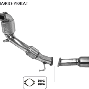 Kit catalyseur performant à 200 cellules avec homologation ECE composé d’un catalyseur principal et secondaire et d’un kit de fixation KIACE/T-FK