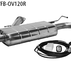 Silencieux arrière avec sortie d’échappement simple 1x ovale 120×80 mm, avec insert, (uniquement pour Fastback) avec trappe d’échappement à gauche