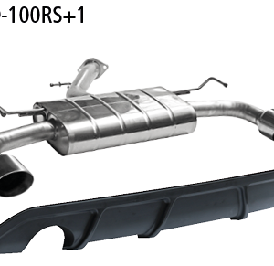 Silencieux arrière avec sortie d’échappement simple 1x Ø100 mm LH+RH, incliné 30° (look RACE) et insert dans jupe arrière