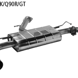 Silencieux arrière à double sortie avec 2x Ø 90 mm LH+RH (en look RACE), pour trappe d’échappement standard