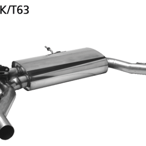 Silencieux arrière avec clapet d’échappement sans sorties d’échappement pour tablier arrière standard LH+RH, 1 Ø 63 mm