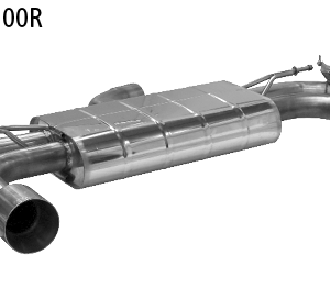 Silencieux arrière LH+RH avec double sortie d’échappement 2x Ø 100 mm (look RACE), pour trappe d’échappement standard