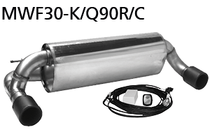 Silencieux arrière avec soupape d’échappement et pot d’échappement simple 1 x Ø 90 mm LH + RH carbone
