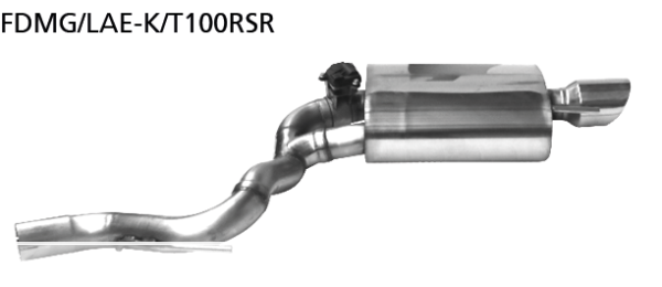 Silencieux arrière avec sortie d’échappement simple 1 x Ø 100 mm RH, incliné 30°, avec trappe d’échappement