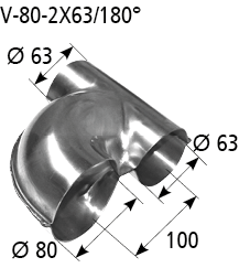 Eléments de distribution universels 3 sorties V-80-2×63/180°